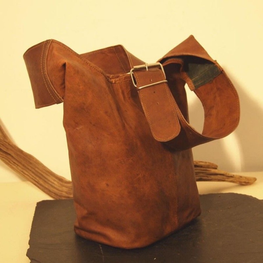 Skin Project Sacs A Main En Cuir | Sac "Fourre-Tout" En Cuir Vintage Femme - L